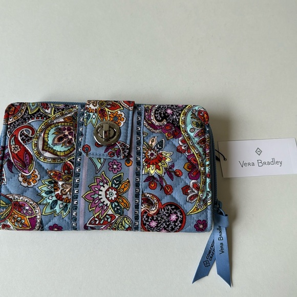 Vera Bradley Handbags - NEW Vera Bradley RFID Turnlock Wallet in Cotton - Provence Paisley